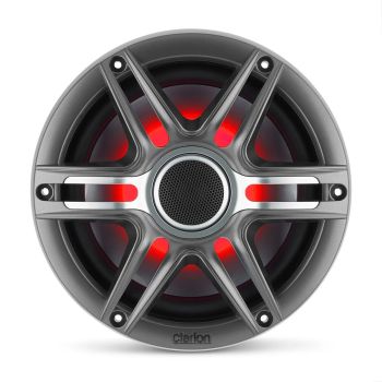 Clarion CMSP-771RGB-SWG with gray metallic grille and red lighting