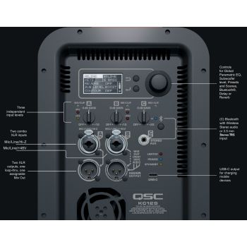 QSC KC12 controls, inputs