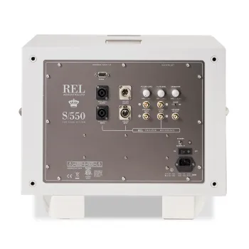 REL S/550 white lacquer with cotton grille